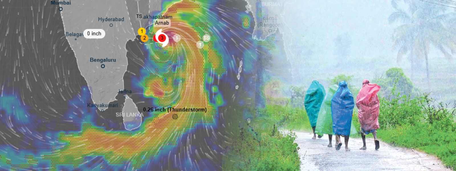 ඔර්නබ් ප්‍රබල සුළිකුණාටුවක්වෙයි,ප්‍රදේශ රැසකට වැසි